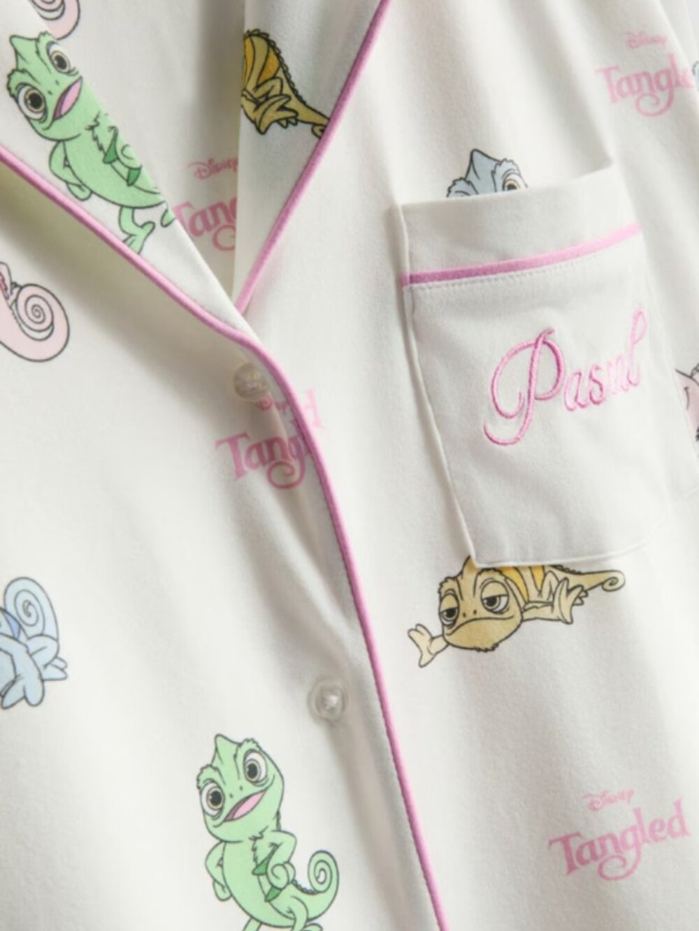 Disney Tangled Pascal Shorty Boyfriend Pajamas Set Shorts Rapunzel - Picture 2 of 2